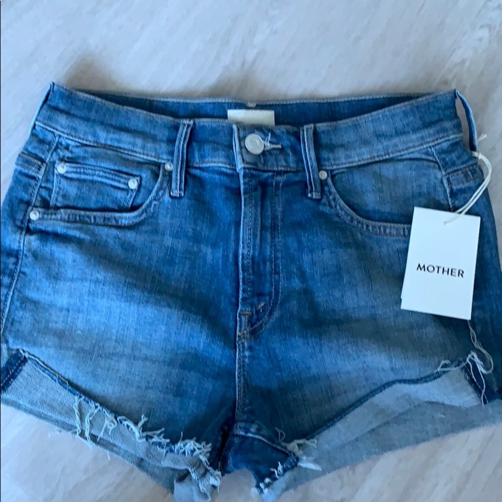 Mother Rascal Slit Denim shorts